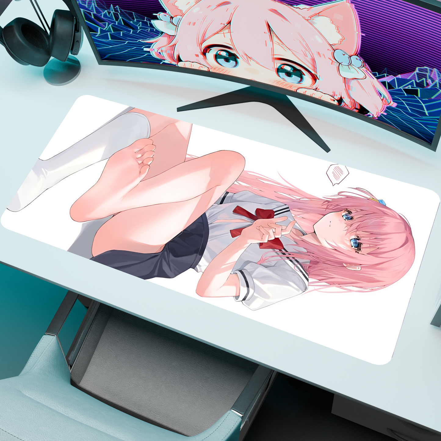 The "Shy Guitarist" Waifu Deskmat | Style D