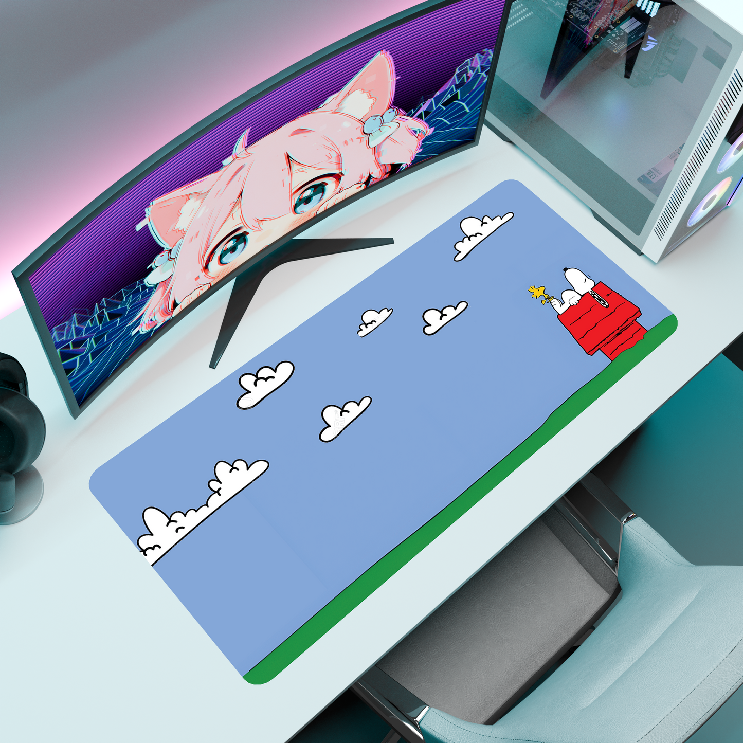 The "Cozy Doggo" Kawaii  Deskmat | Style B