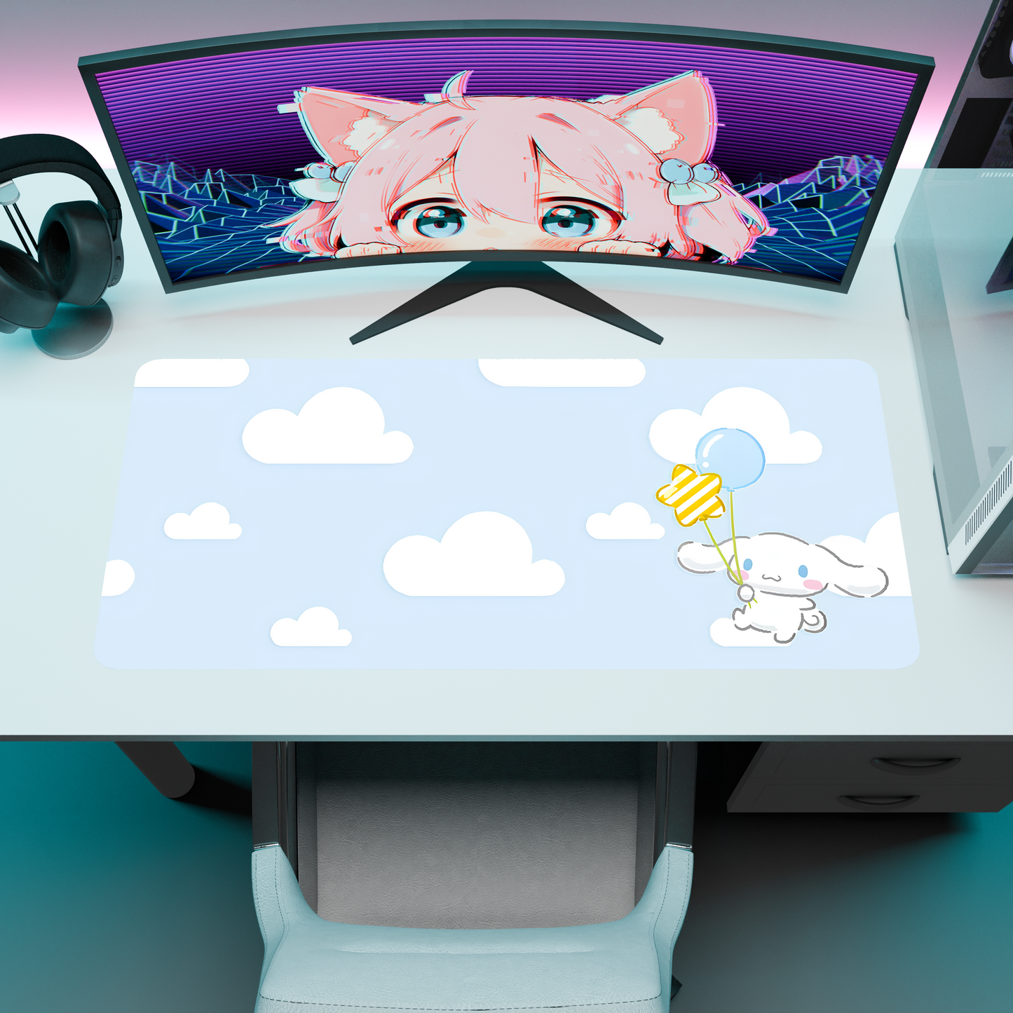 The "Cloudy Pup" Kawaii Deskmat | Style B