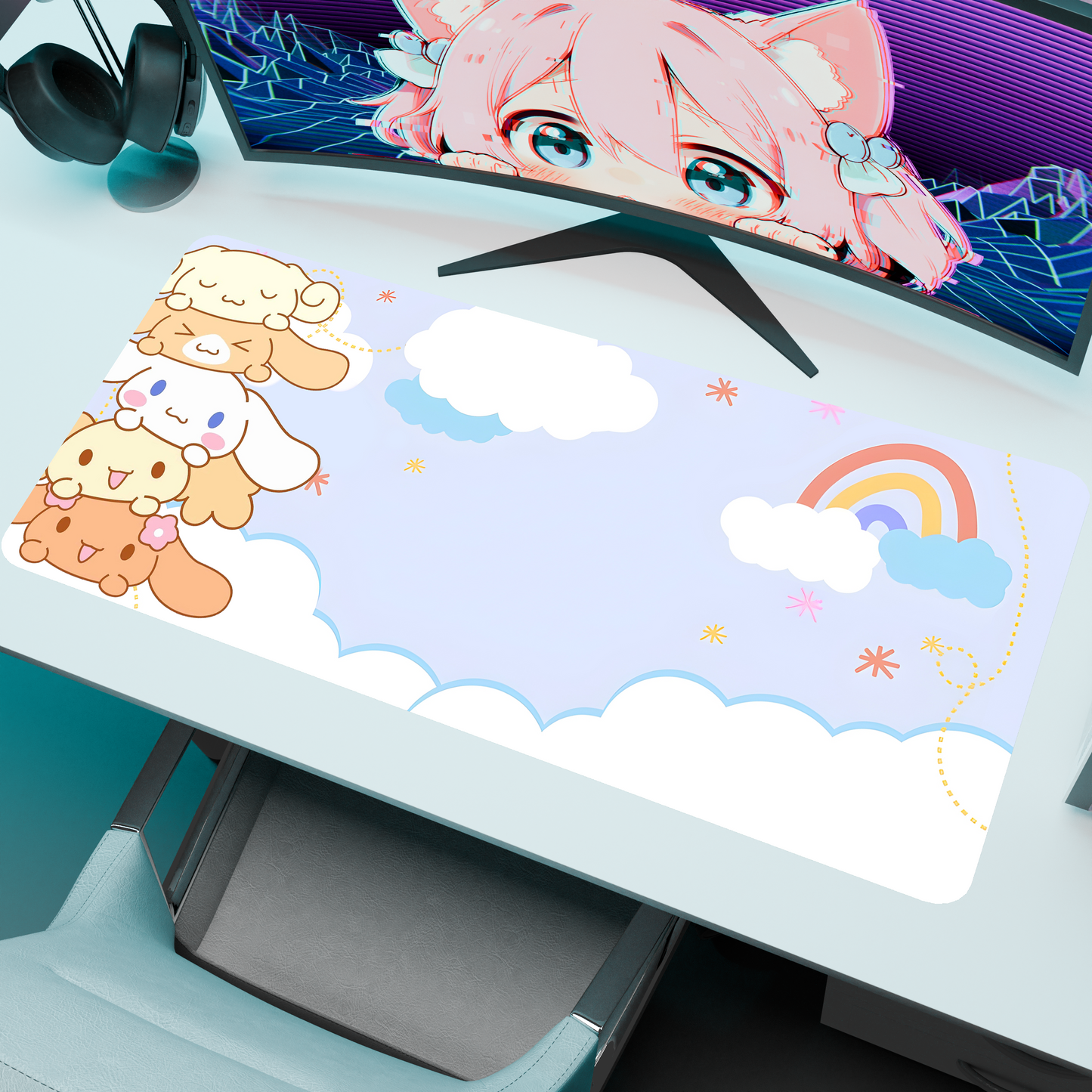 The "Cloudy Pup" Kawaii Deskmat | Style C