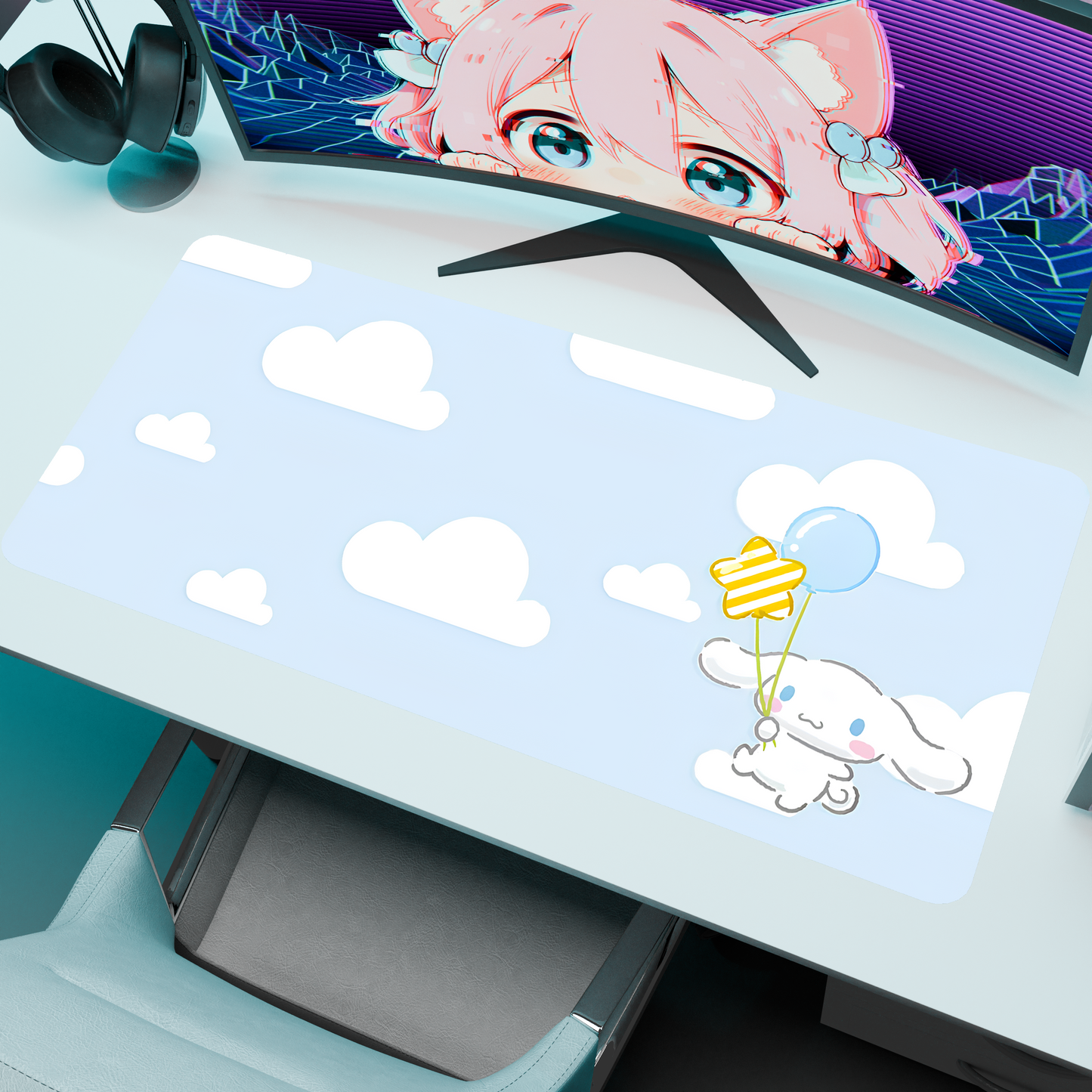 The "Cloudy Pup" Kawaii Deskmat | Style B